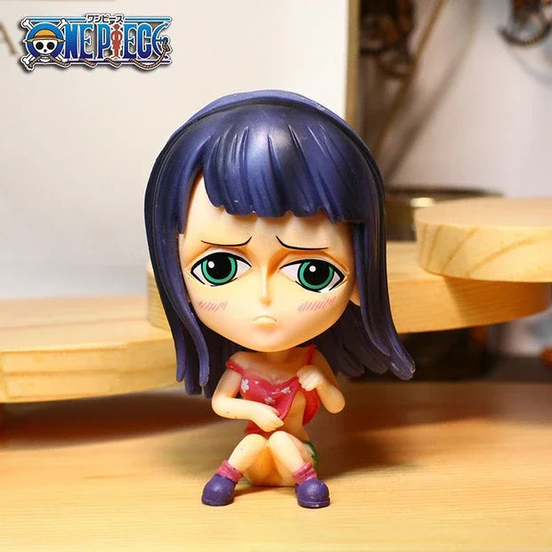 8-10cm Anime Figure One Piece Monkey D Luffy Roronoa Zoro Kawaii Toys Q-Version Figural Nendoroid Car Decoration PVC Model Gift