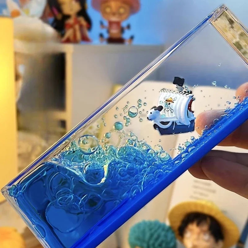 One Piece Going Merry Floating Barcos Thousand Sunny Ship in Fluid Liquid Barcos Floating Boat Desk Decor Living Room Decoration