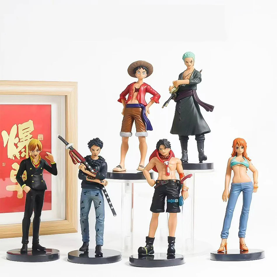 6pcs Anime One Piece Figures Luffy Ace Solon Mei Sanji Action Model Pvc Desktop Statue Ornament Collection desktop Toys Gifts