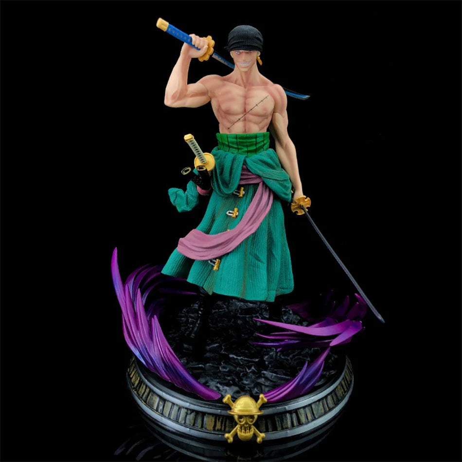 21cm One Piece Figure Small Blood Bath Sauron One Piece Gk Three-Knife Flow Stunt Version Scene Statue Boxed Anime