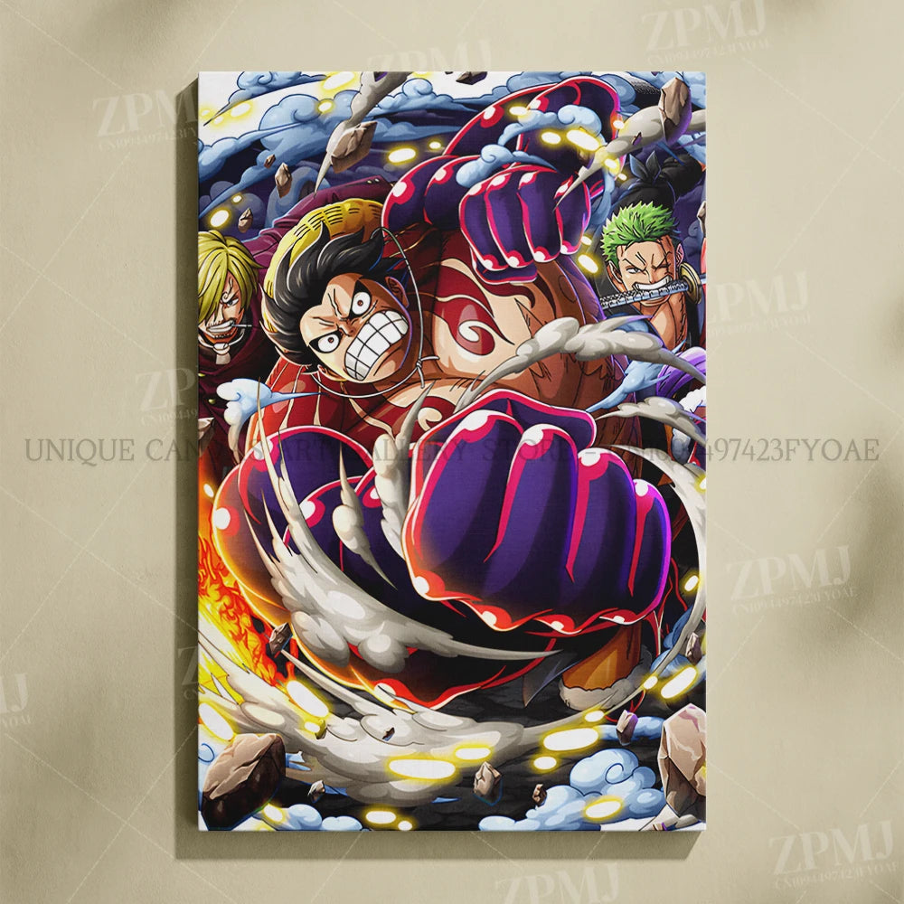 One Piece Frameless Canvas Paintings Anime Monkey D. Luffy Figures Home Decor Pictures Printed Poster For Living Room Wall Art