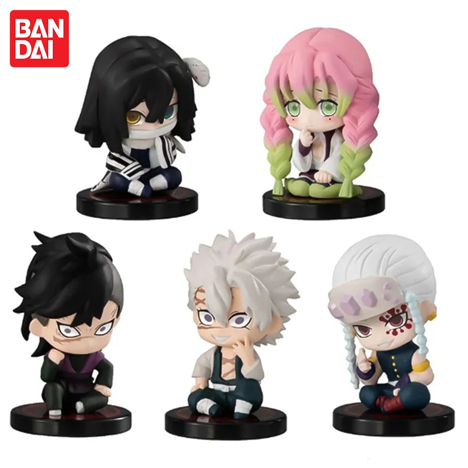 5pcs Set Q Version Demon Slayer Sitting Ghost Doll Tanjiro Nidouzi Inosuke Zenizu Figure Action Figure Movie Model kid Toy Gift