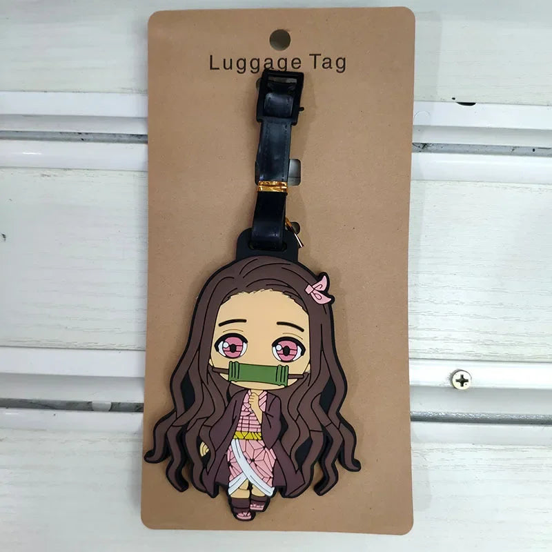 Popular "Demon Slayer" luggage tags, cartoon character design, flat mouth, easy to use, made of PVC