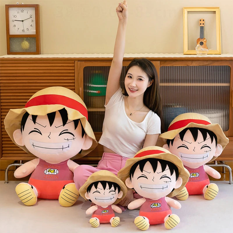 70cm Large Size Plush Toy Anime Integrated Plush Toy Cartoon Cute Straw Hat Luffy Soft Plush Cloth Doll Pillow Boy and Girl Gift