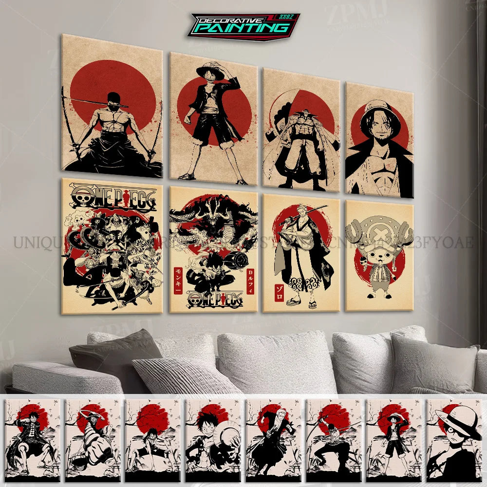 Anime One Piece Home Decoration Canvas Painting Pictures Monkey D. Luffy Figures Wall Art Prints Poster For Living Room No Frame