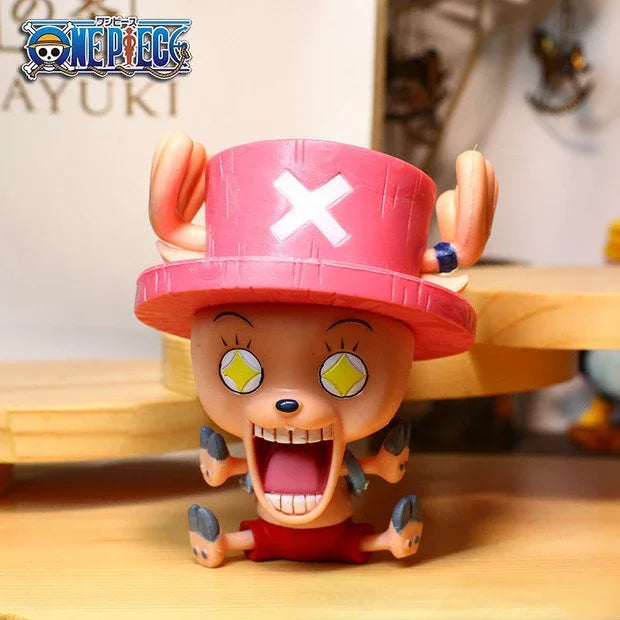 8-10cm Anime Figure One Piece Monkey D Luffy Roronoa Zoro Kawaii Toys Q-Version Figural Nendoroid Car Decoration PVC Model Gift