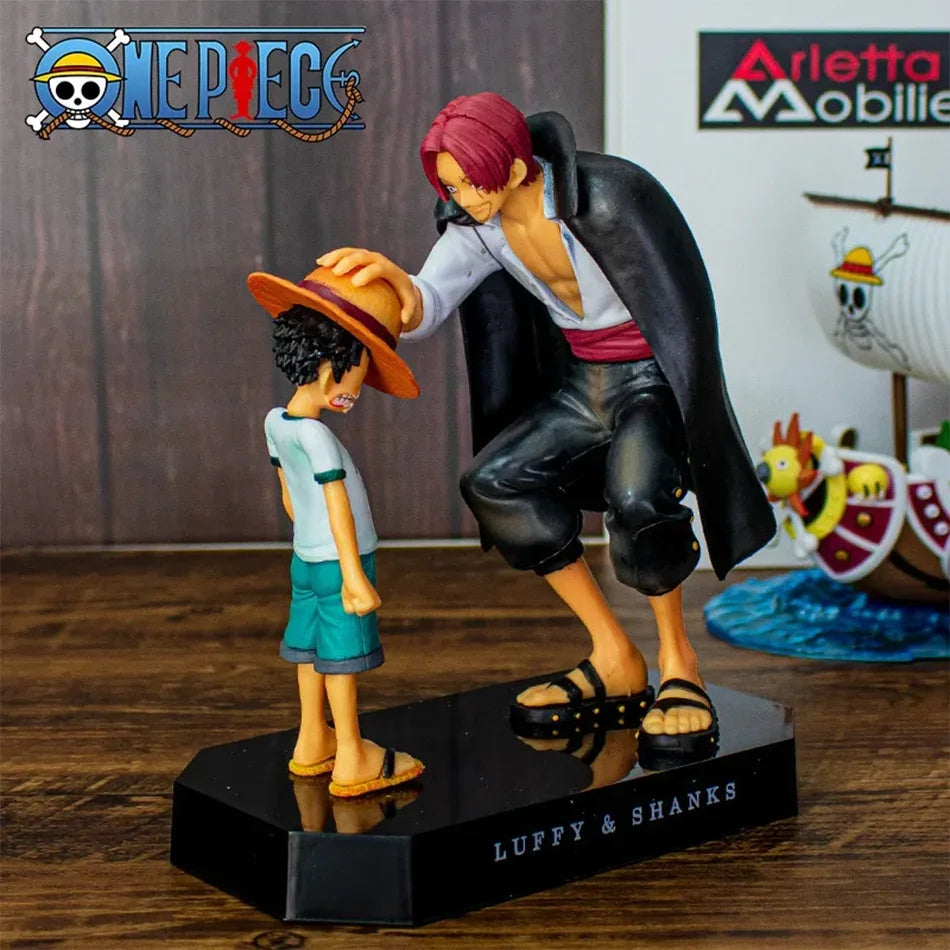 18cm Anime Figure One Piece Luffy Four Emperors Shanks Straw Hat Luffy Action Figure Monkey D Luffy Collection Model Doll Toys