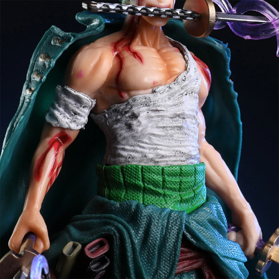 21cm One Piece Figure Small Blood Bath Sauron One Piece Gk Three-Knife Flow Stunt Version Scene Statue Boxed Anime