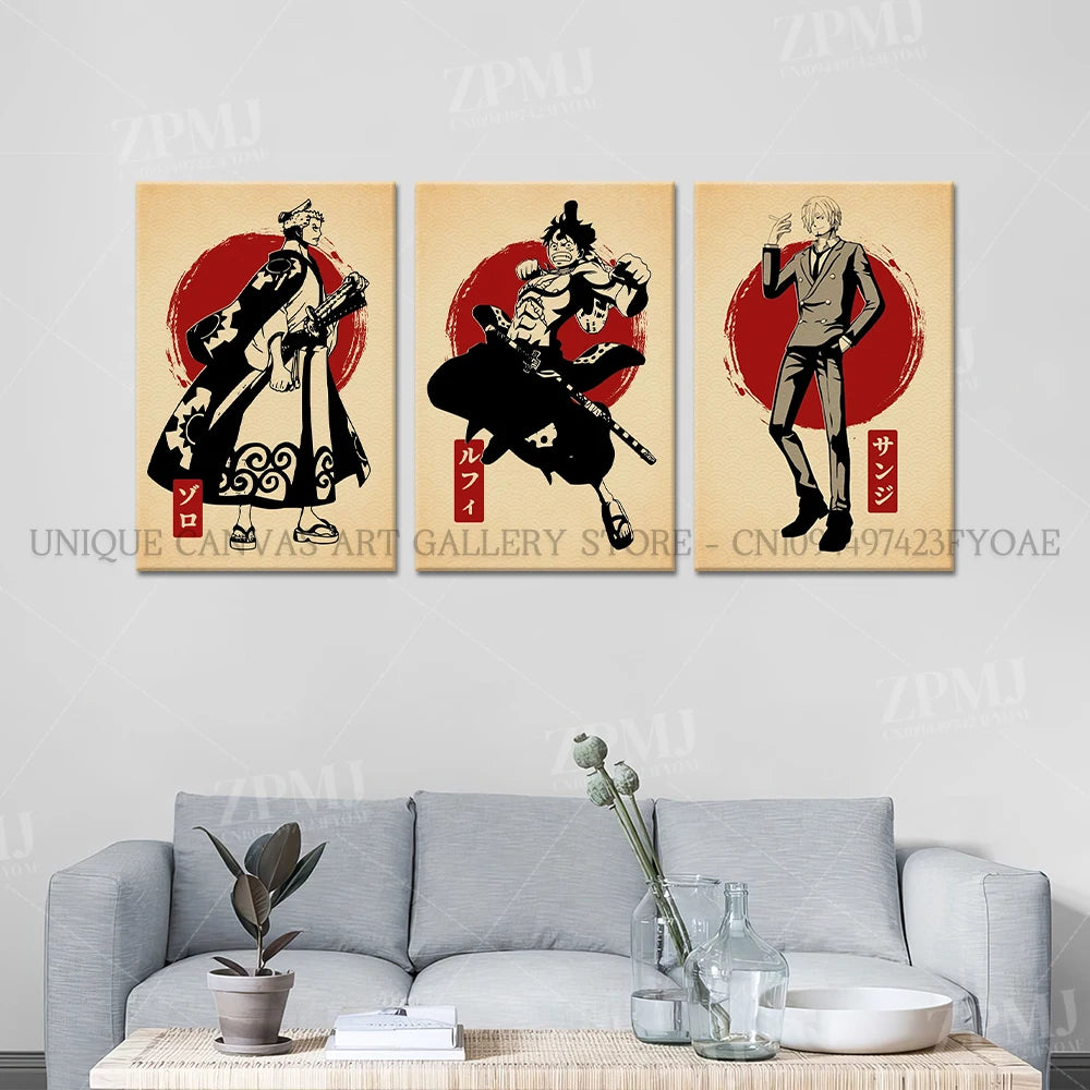 Anime One Piece Home Decoration Canvas Painting Pictures Monkey D. Luffy Figures Wall Art Prints Poster For Living Room No Frame