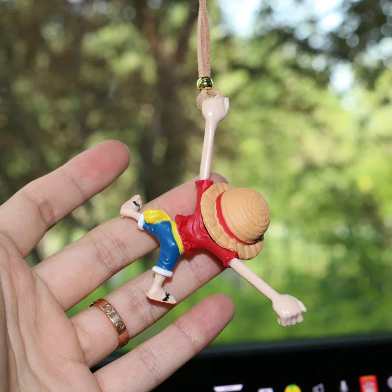 ONE PIECE Luffy Car Interior Decor Kawaii Car Rearview Mirror Bag Pendant Auto Interior Hanging Ornaments Birthday Gifts