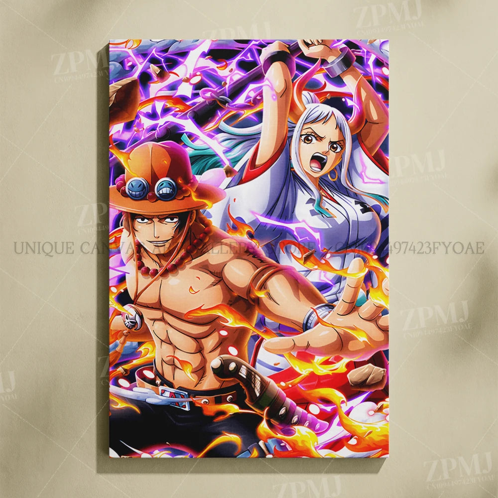 One Piece Frameless Canvas Paintings Anime Monkey D. Luffy Figures Home Decor Pictures Printed Poster For Living Room Wall Art
