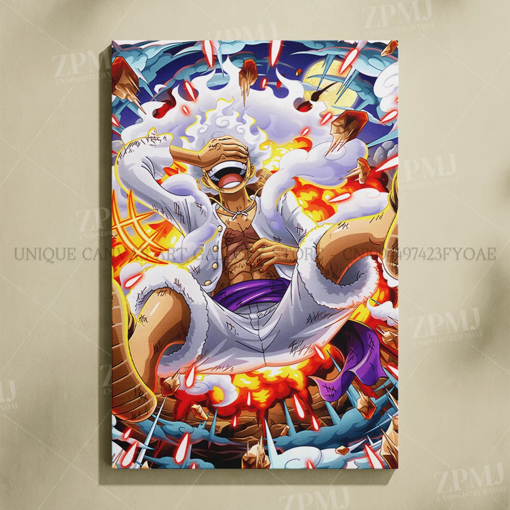 One Piece Frameless Canvas Paintings Anime Monkey D. Luffy Figures Home Decor Pictures Printed Poster For Living Room Wall Art
