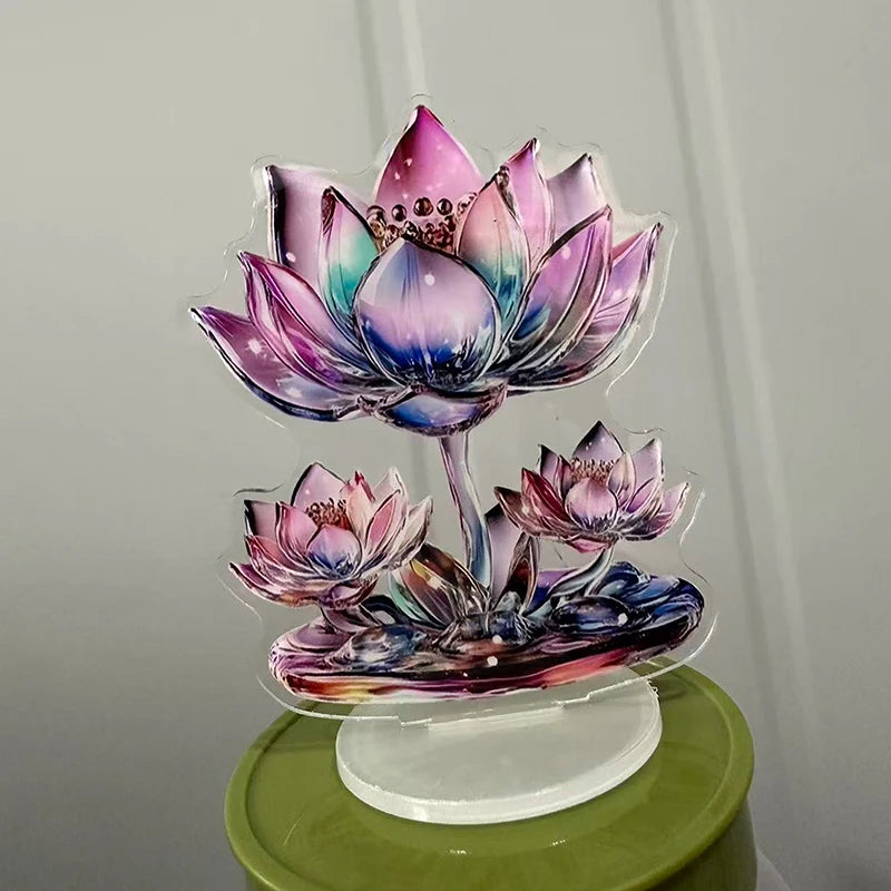 2D Flat Acrylic White Crystal Dragon Statue Studio Display Table Ornament Gift Home Decor