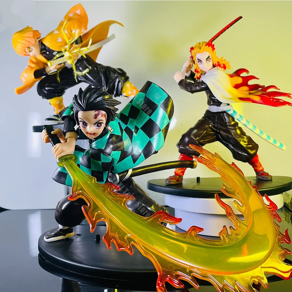 Anime Figure Tanjirou Agatsuma Zenitsu Kyoujurou Anime Model  Action Figure PVC Collection Toy for Kids Gift