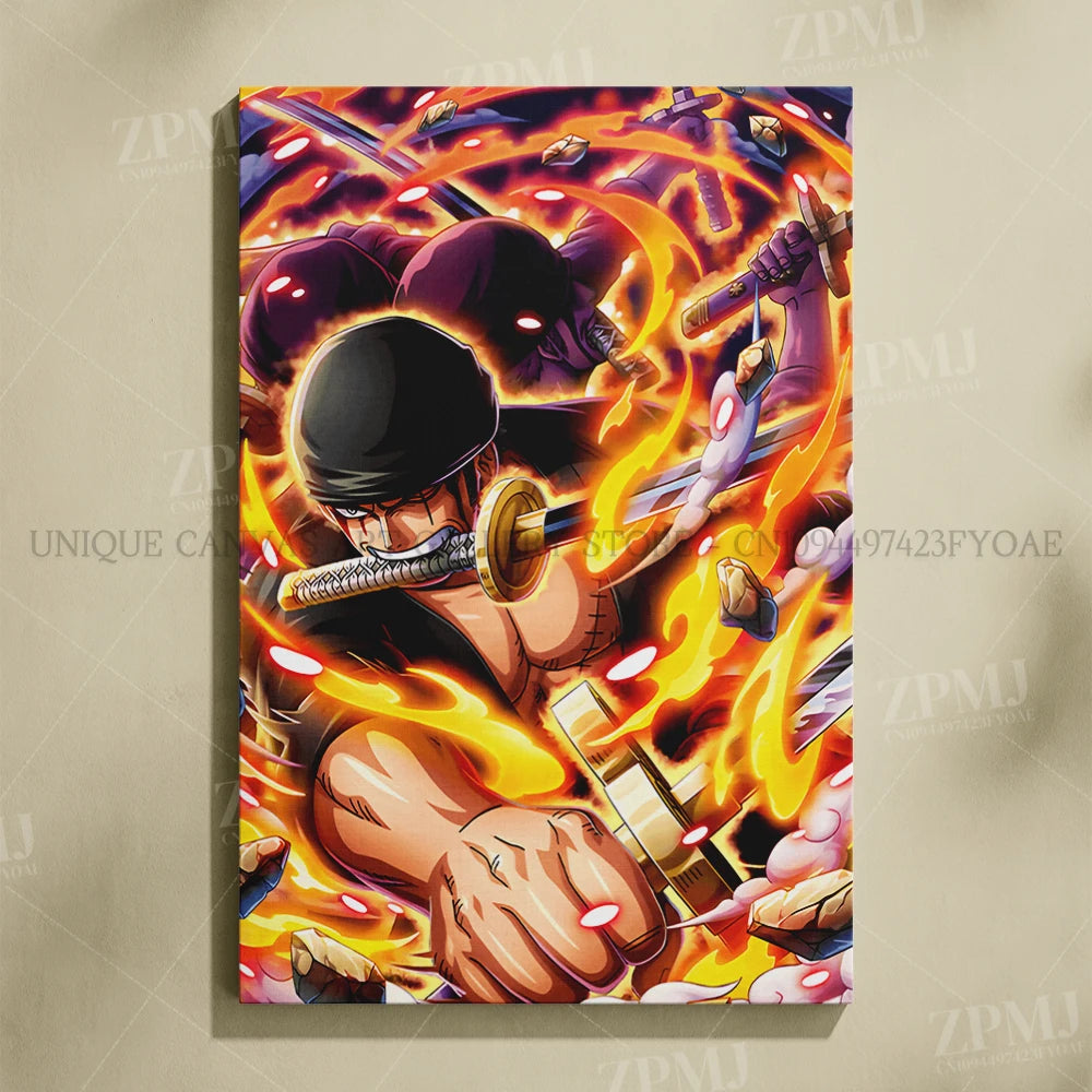 One Piece Frameless Canvas Paintings Anime Monkey D. Luffy Figures Home Decor Pictures Printed Poster For Living Room Wall Art