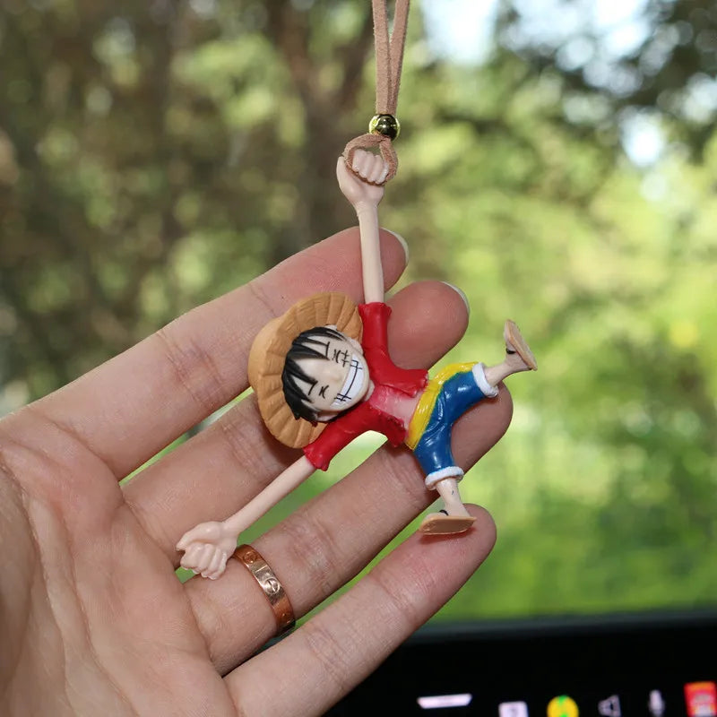 ONE PIECE Luffy Car Interior Decor Kawaii Car Rearview Mirror Bag Pendant Auto Interior Hanging Ornaments Birthday Gifts