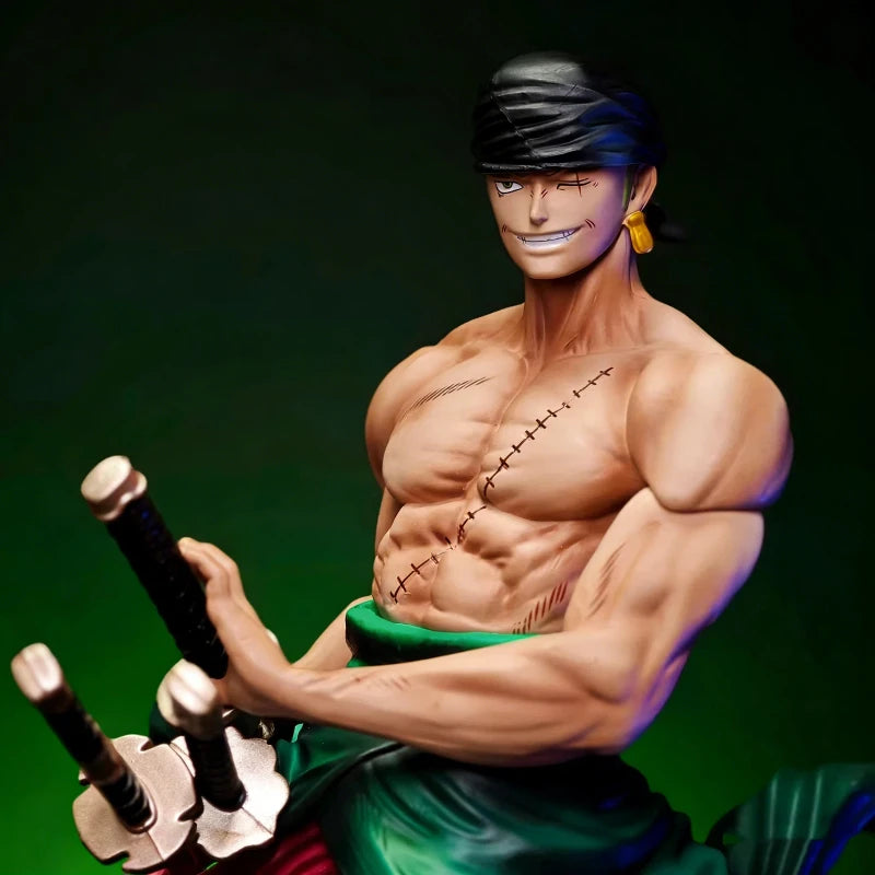 26cm One Piece Anime Figure Jinshan Zoro Drawing Sword Action Figure PVC Figure With Base Collectible Model Toy Desk Decor Gift
