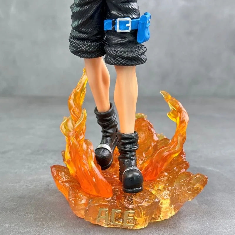 28cm One Piece Ace Anime Figure Portgas D Ace Figures Action Figures Gk Figurine Pvc With Light Statue Model Christmas Toy Gifts