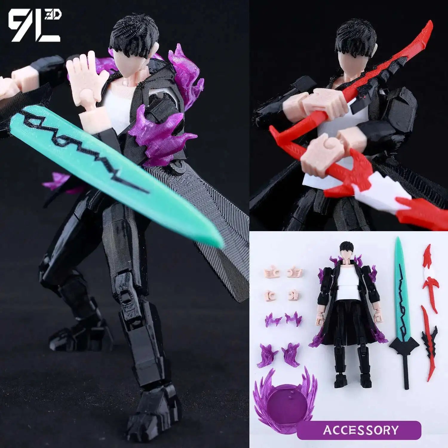 9L3D Printed Anime Characters Lucky 13 Zoro Dummy Action Figures Monkey D.Luffy Multi-Jointed Movable Shapeshift Mannequin Toys