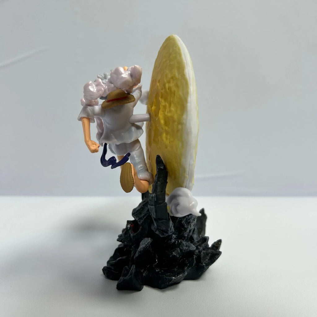 14cm One Piece Anime Figure 5 Gear Luffy Flying To The Moon With Moon Light Action Figure PVC Decorations Collection Toys