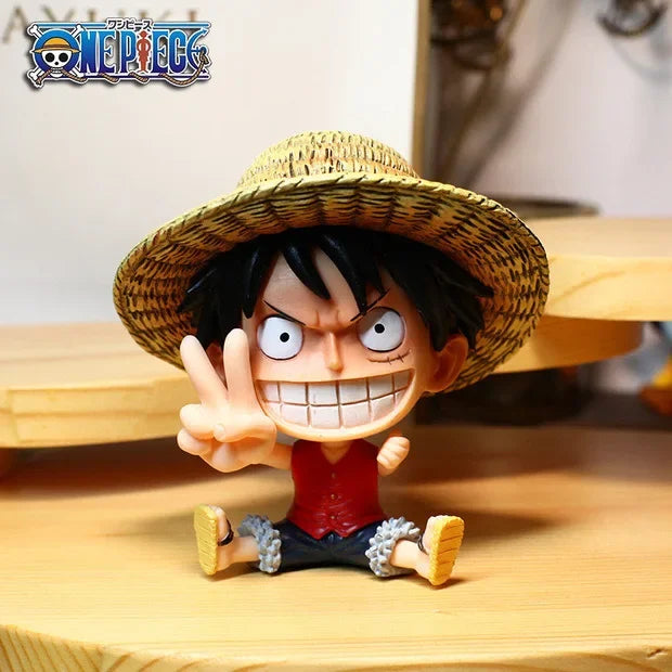 8-10cm Anime Figure One Piece Monkey D Luffy Roronoa Zoro Kawaii Toys Q-Version Figural Nendoroid Car Decoration PVC Model Gift