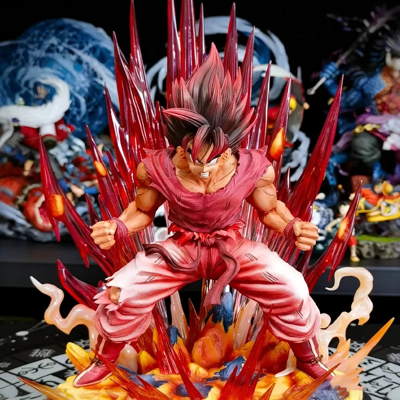 39cm Dragon Ball GK Kaioken Red Son Goku Action Figure Burst Effect Statue With Base Collect Anime Model Toy Ornament Boys Gift