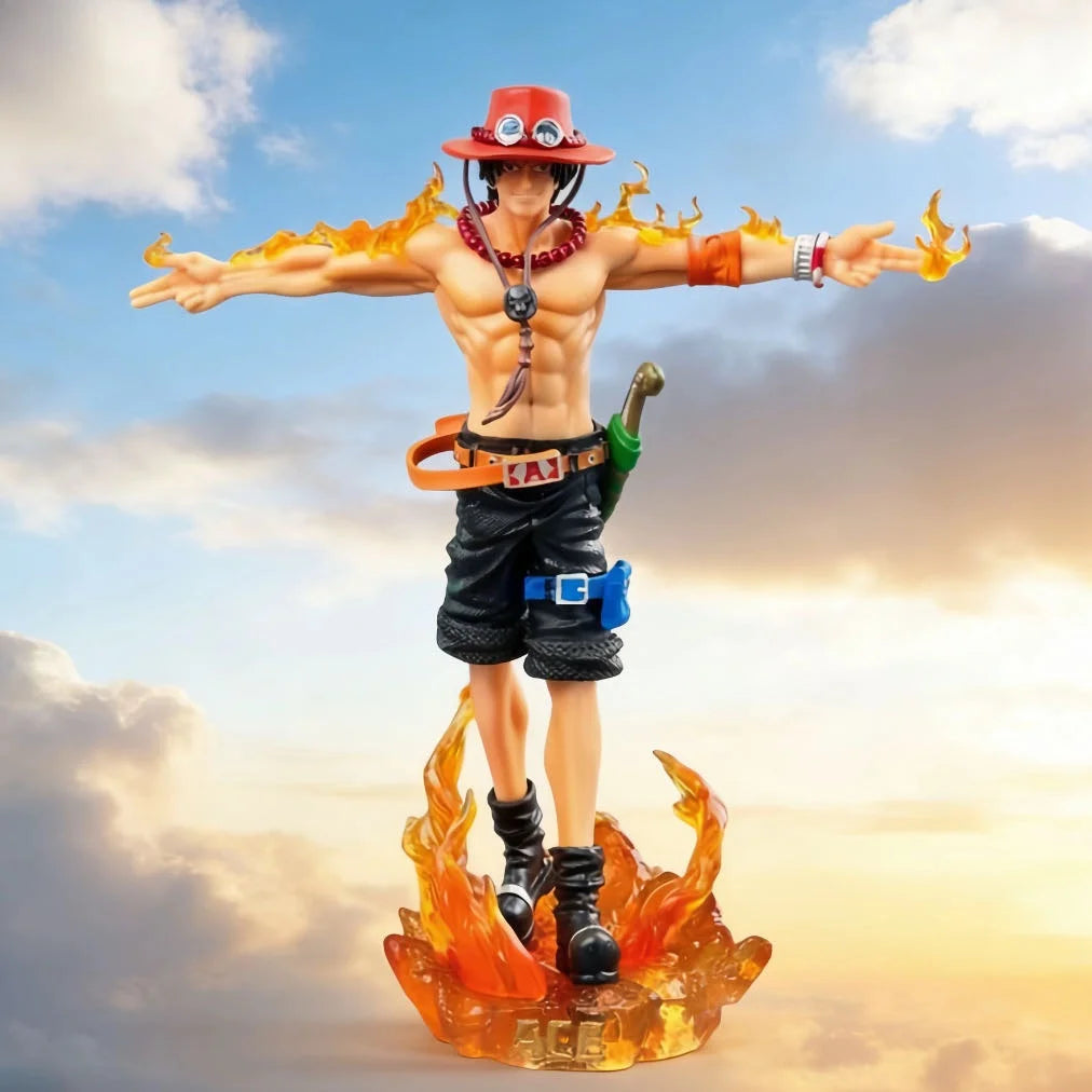 28cm One Piece Ace Anime Figure Portgas D Ace Figures Action Figures Gk Figurine Pvc With Light Statue Model Christmas Toy Gifts