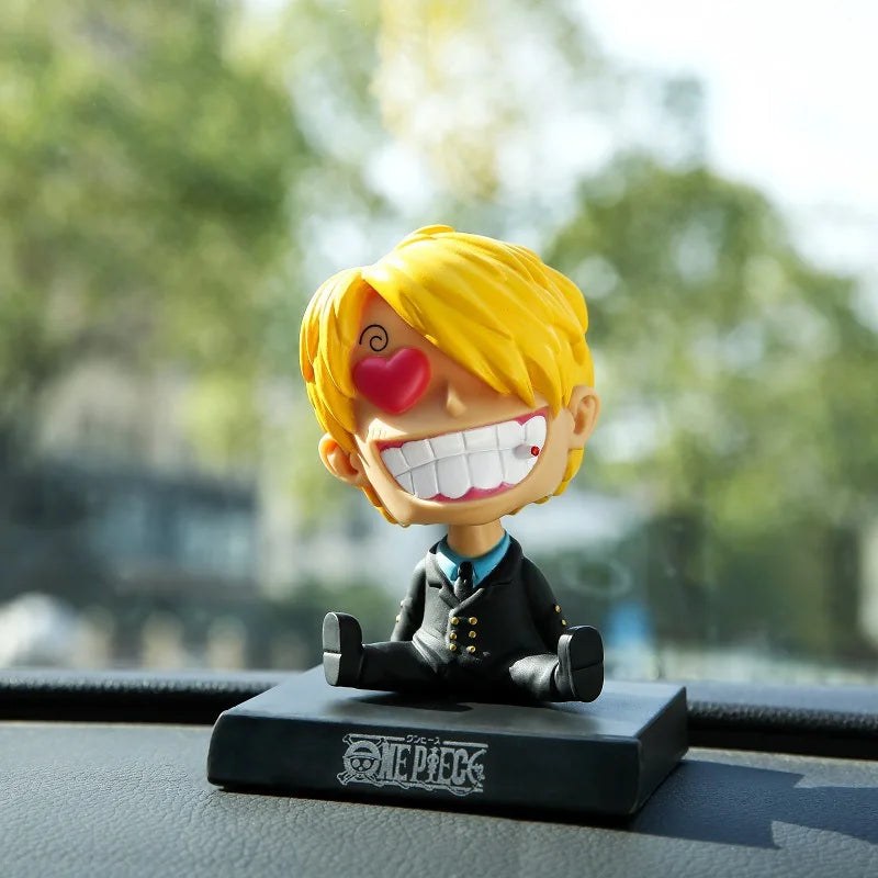 One Piece Luffy Zoro Chopper Car Doll Shaking Head Auto Interior Kawaii Tabletop Ornament Bobble Head Kids Toys Gift 11cm
