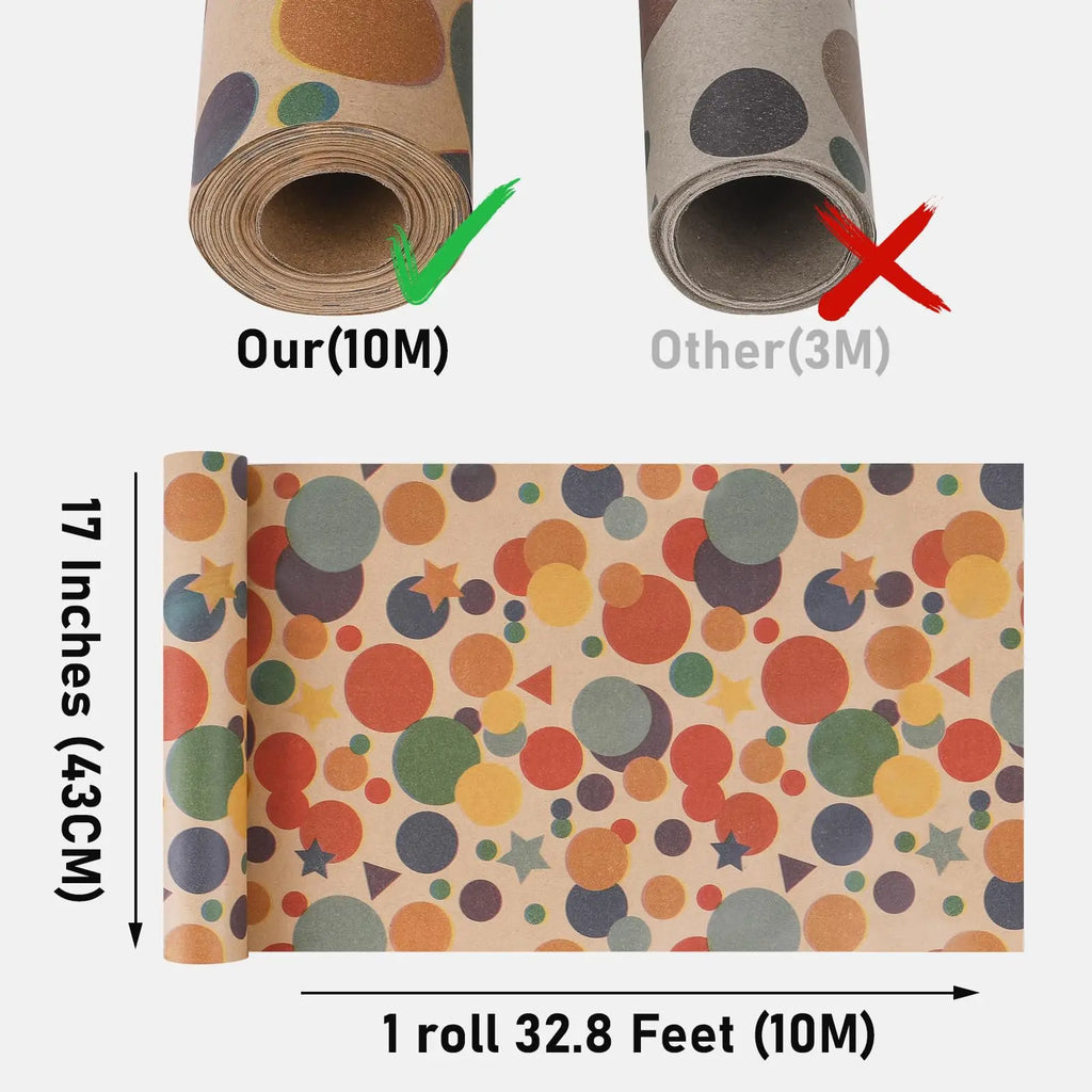 1 Roll 17 inch X 32.8 Feet Birthday Wrapping Paper,Gift Wrapping Paper Roll,Kraft Wrapping Paper
