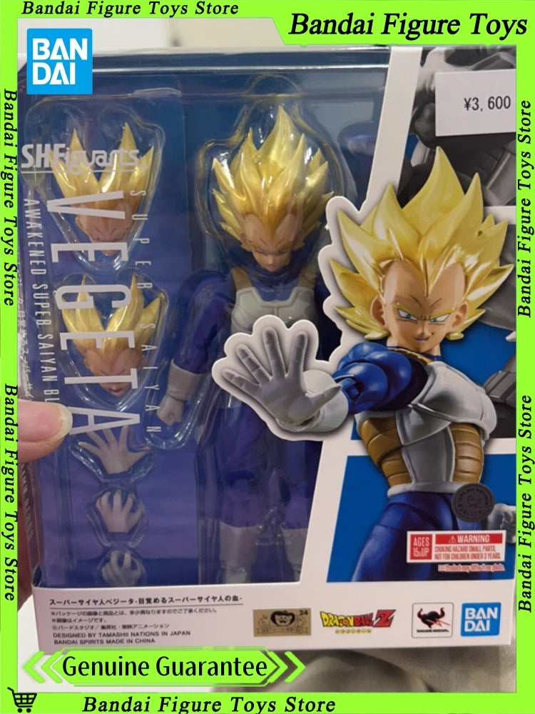 Genuine Bandai SHF Dragon Ball Z Vegeta Awakened Super Saiyan Blood S.H.Figuarts Pvc Action Figurine Collection Model Toy Gift
