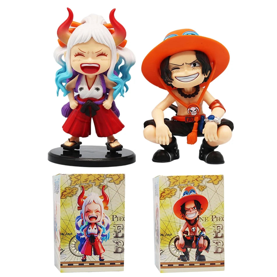 Anime One Piece Monkey D. Luffy Roronoa Zoro Sanji Portgas·D· Ace Yamato Q Version Anime Figural Pvc Model SurpriseToy Xmas Gift