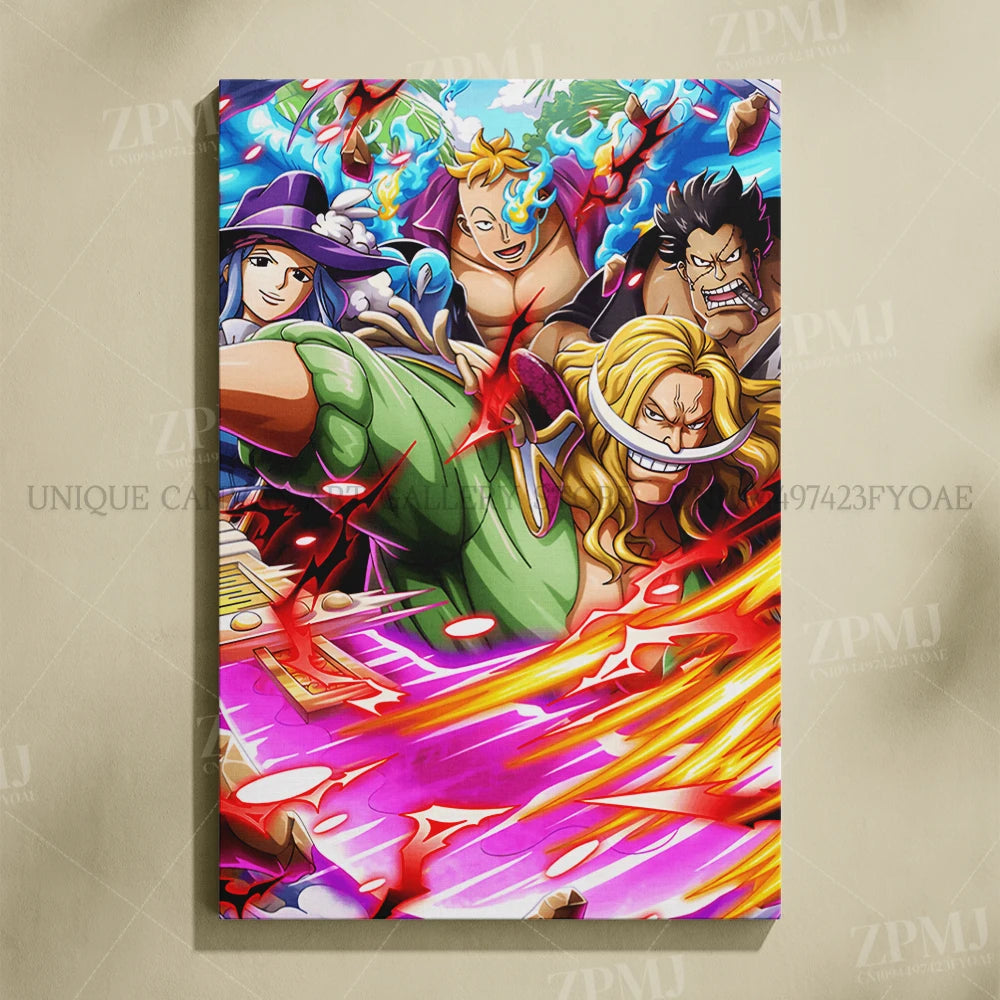 One Piece Frameless Canvas Paintings Anime Monkey D. Luffy Figures Home Decor Pictures Printed Poster For Living Room Wall Art