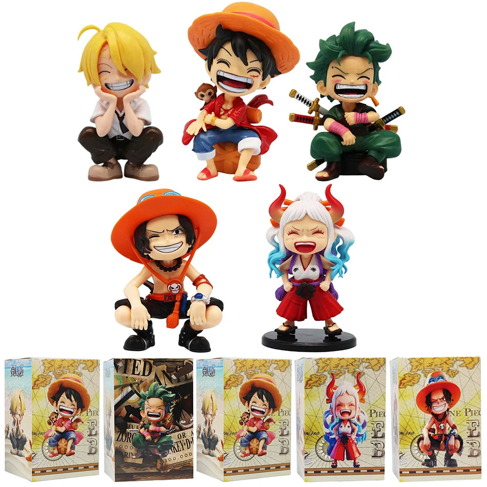 Anime One Piece Monkey D. Luffy Roronoa Zoro Sanji Portgas·D· Ace Yamato Q Version Anime Figural Pvc Model SurpriseToy Xmas Gift