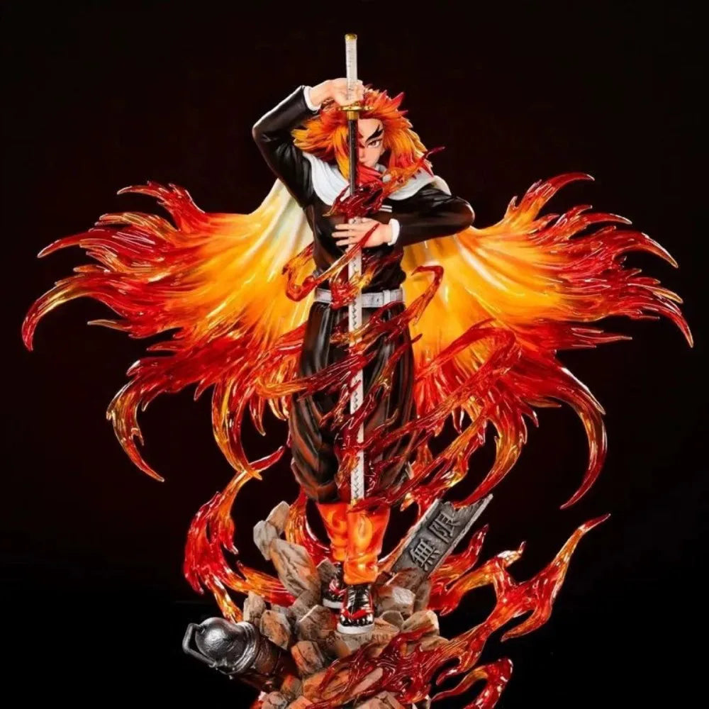 Demon Slayer Kimetsu No Yaiba Kyojuro Rengoku Action Figure 30cm PVC Static GK Anime Collectible Display Statue Model Gift Fans