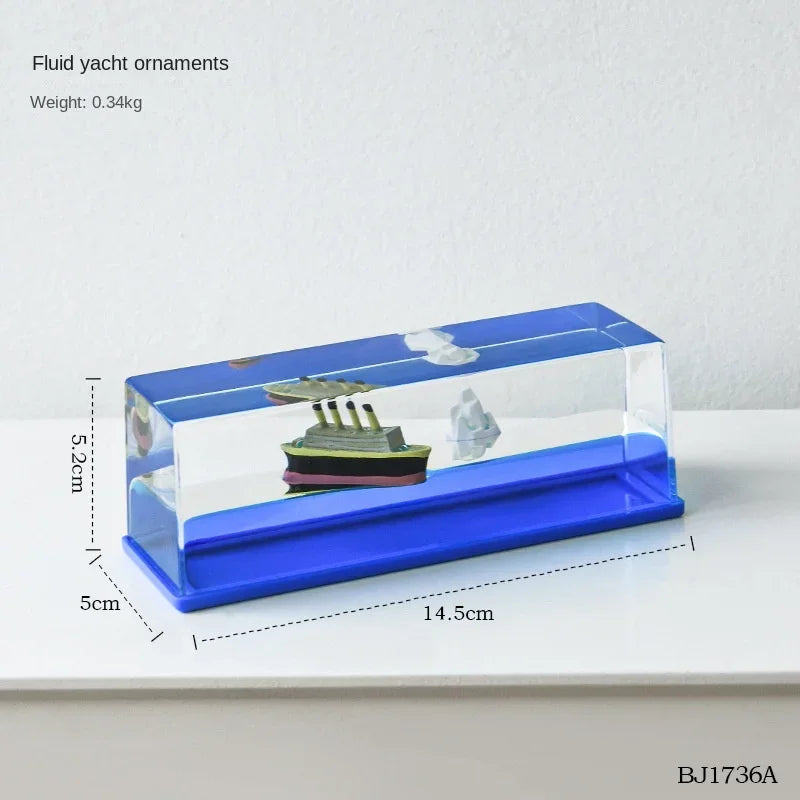 One Piece Going Merry Floating Barcos Thousand Sunny Ship in Fluid Liquid Barcos Floating Boat Desk Decor Living Room Decoration