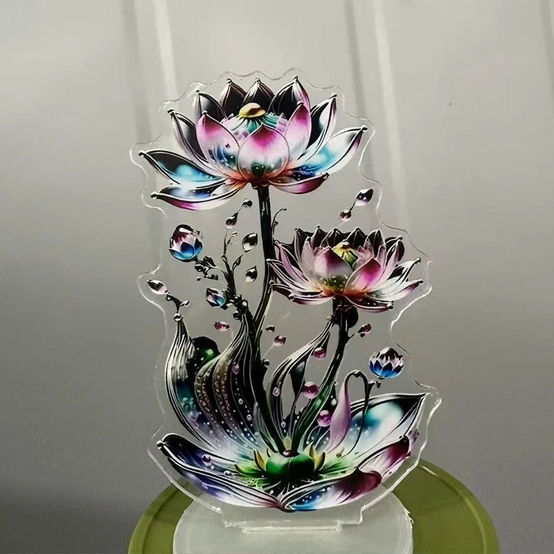 2D Flat Acrylic White Crystal Dragon Statue Studio Display Table Ornament Gift Home Decor