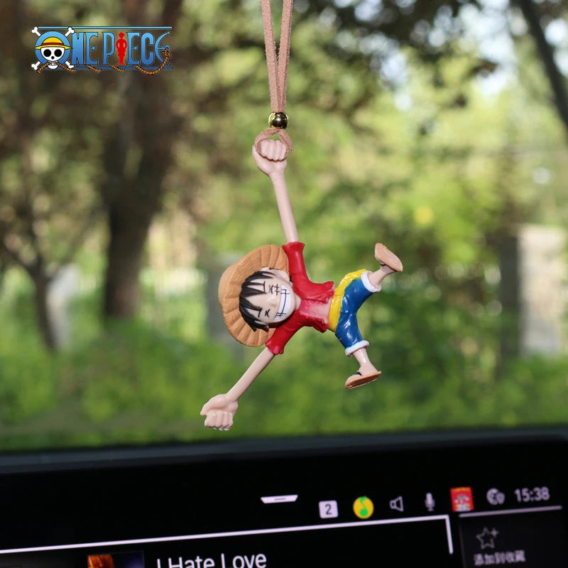 ONE PIECE Luffy Car Interior Decor Kawaii Car Rearview Mirror Bag Pendant Auto Interior Hanging Ornaments Birthday Gifts