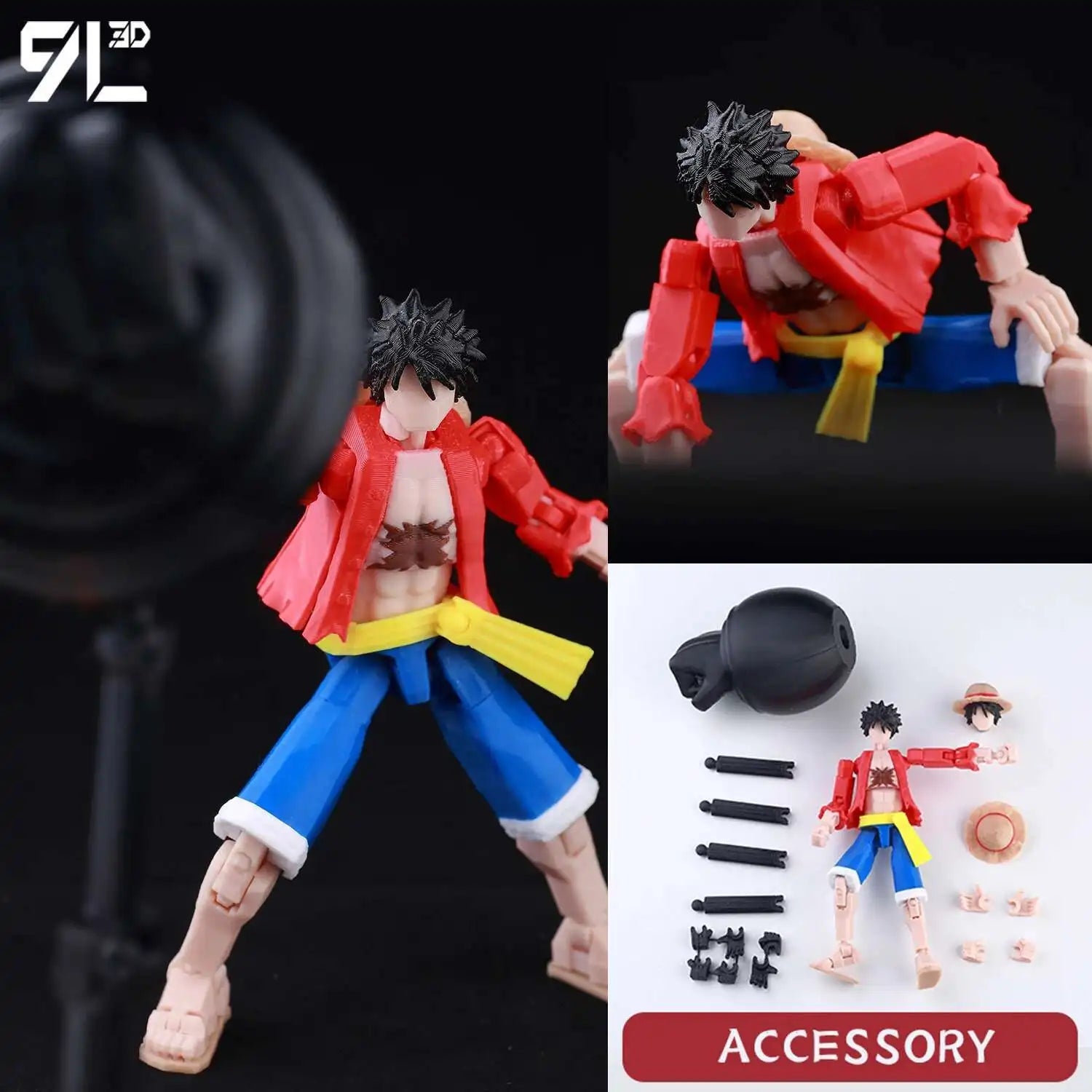 9L3D Printed Anime Characters Lucky 13 Zoro Dummy Action Figures Monkey D.Luffy Multi-Jointed Movable Shapeshift Mannequin Toys