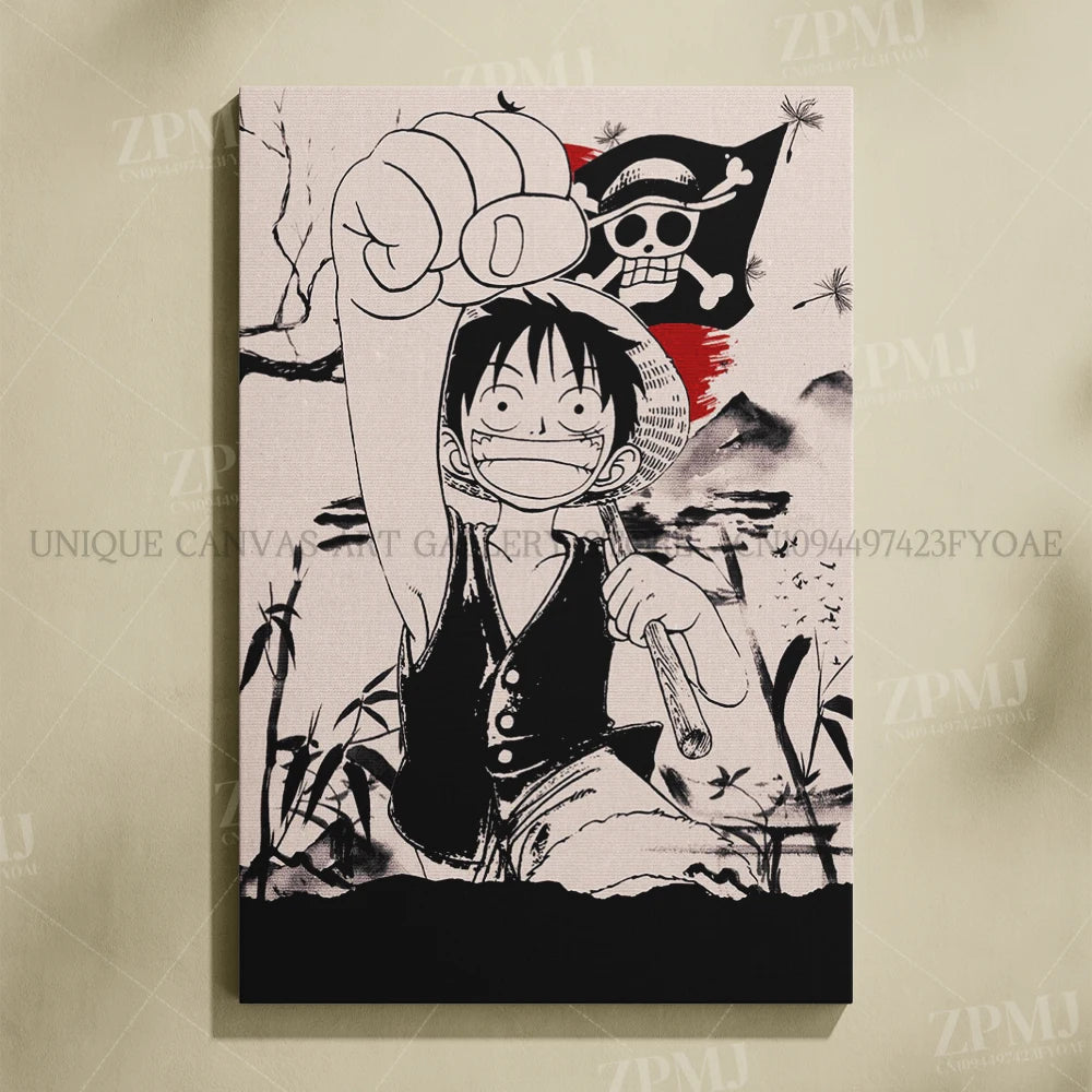 Anime One Piece Home Decoration Canvas Painting Pictures Monkey D. Luffy Figures Wall Art Prints Poster For Living Room No Frame