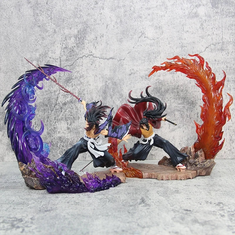 Demon Slayer 23cm Yoriichi Tsugikuni Vs Kokushibo Battle Form GK Figure PVC Glowing Model Statue Home Decor Collectible Toy Gift
