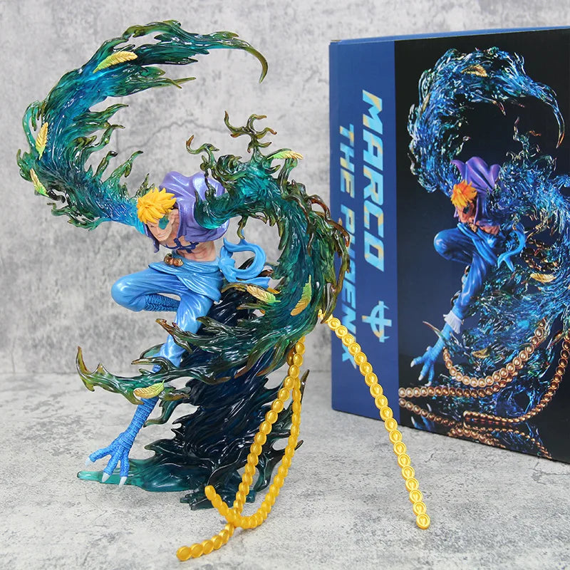 GK Garage Kit White Beard Pirate Flying Marco Phoenix Animation Model Statue Ornament Collectible Handmade Action Figure