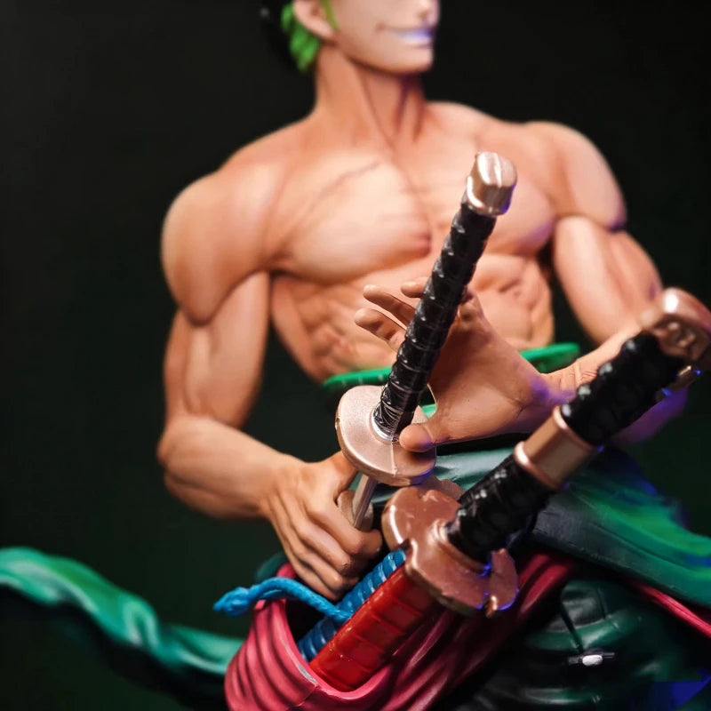 26cm One Piece Anime Figure Jinshan Zoro Drawing Sword Action Figure PVC Figure With Base Collectible Model Toy Desk Decor Gift