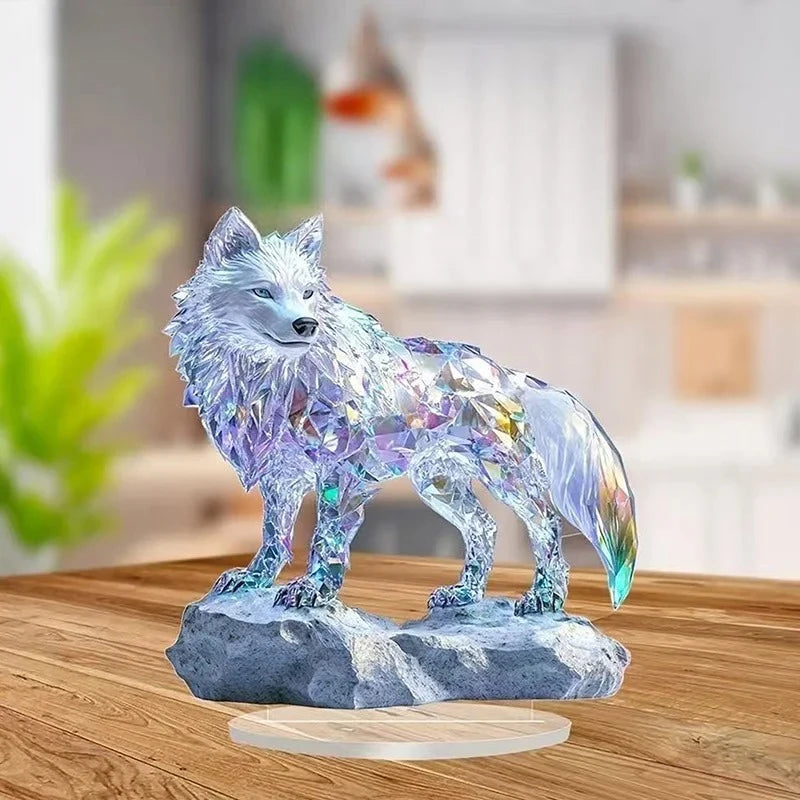 2D Flat Acrylic White Crystal Dragon Statue Studio Display Table Ornament Gift Home Decor