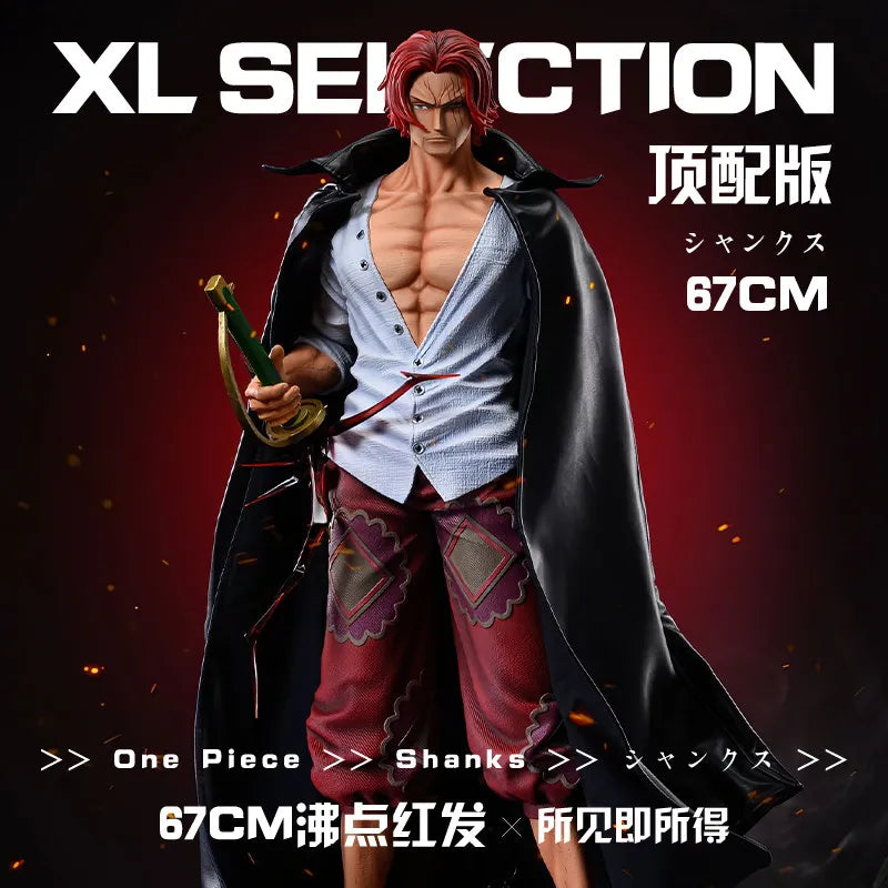 JT Studio One Piece Extra Large Red Haired Shanks Anime Figure Statue 70CM Big Cloak Handmade Ornament Collection Model Gift Toy