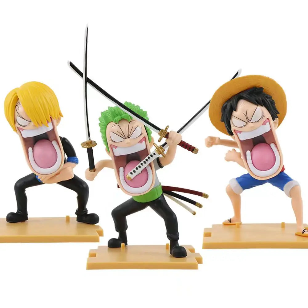 15cm One Piece Figures Three Captains Sanji Monkey D Luffy Roronoa Zoro Action Figure The Hungry Trio PVC Anime Model Toys Gifts