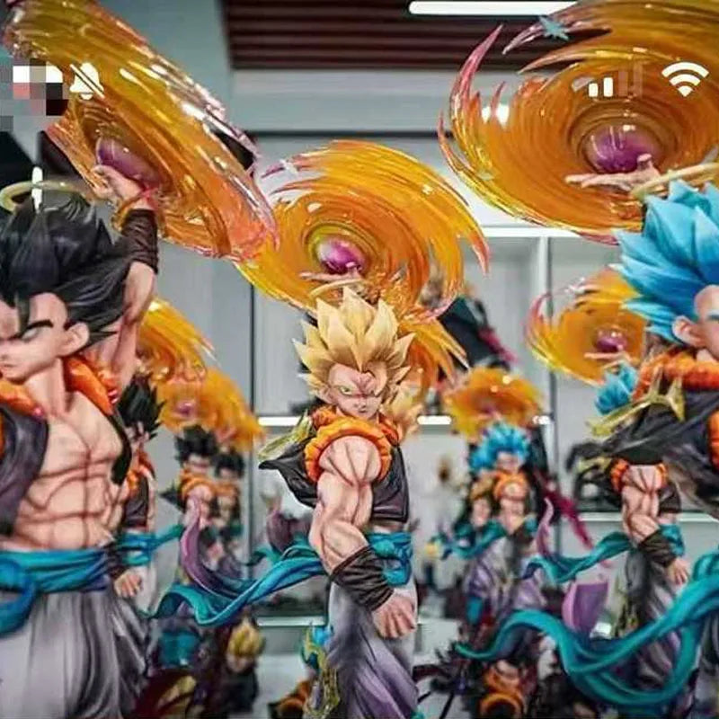 In-Stock Jt Statue 45cm Dragon Ball Z Gogeta Figure 3 Heads Replace Super Saiyan Action Figure Collection Model Toys Gifts
