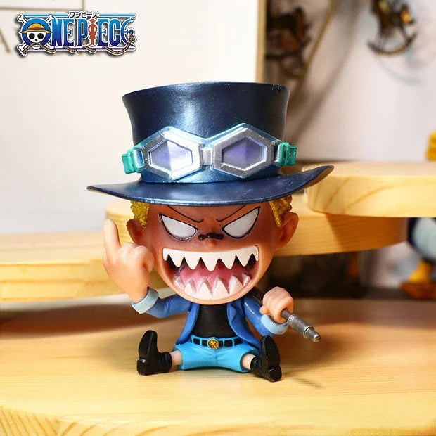 8-10cm Anime Figure One Piece Monkey D Luffy Roronoa Zoro Kawaii Toys Q-Version Figural Nendoroid Car Decoration PVC Model Gift