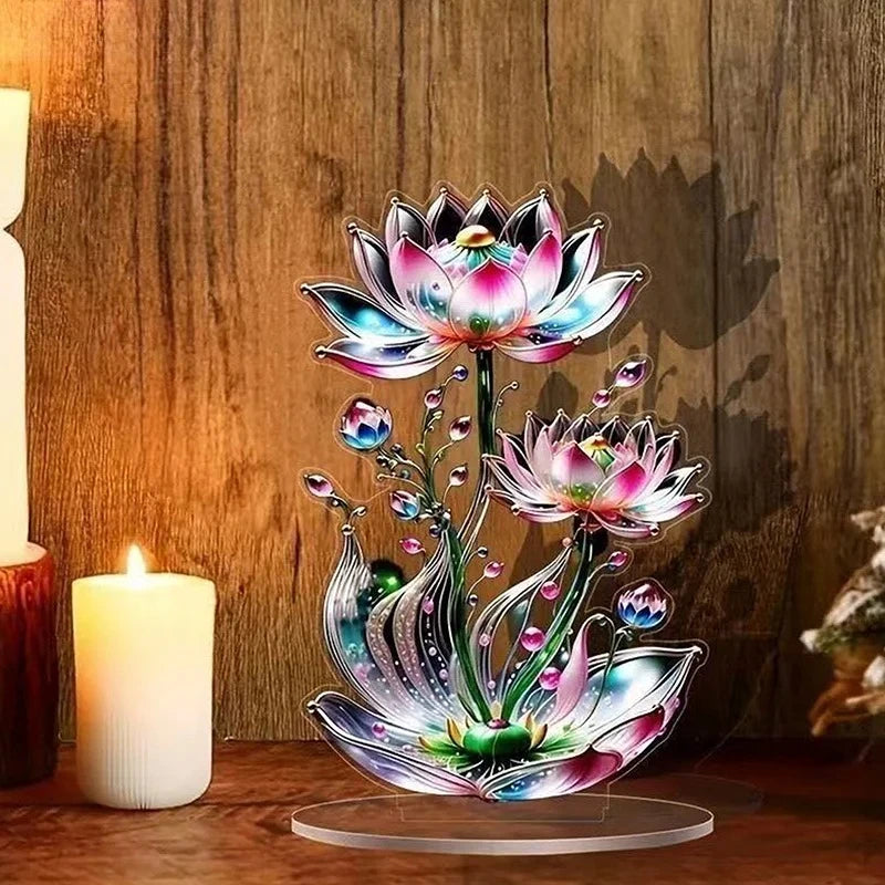 2D Flat Acrylic White Crystal Dragon Statue Studio Display Table Ornament Gift Home Decor
