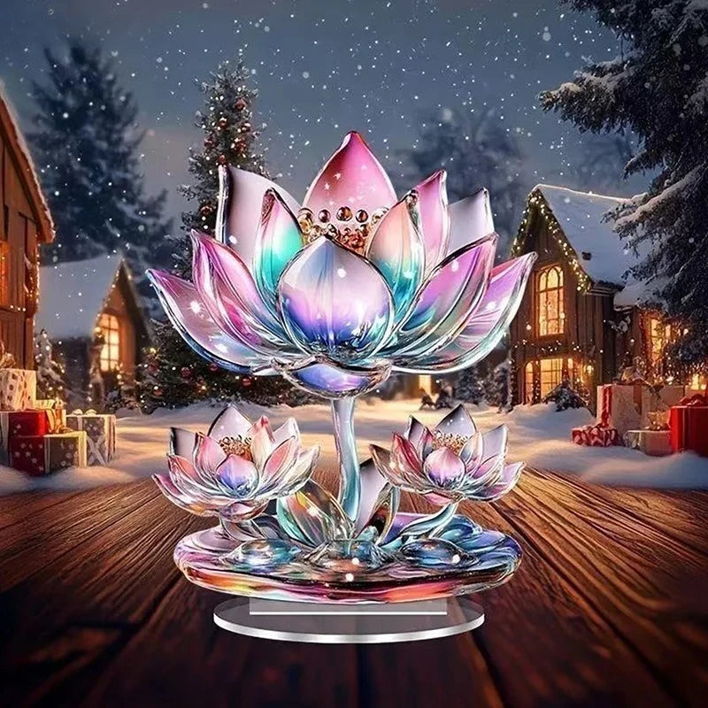 2D Flat Acrylic White Crystal Dragon Statue Studio Display Table Ornament Gift Home Decor