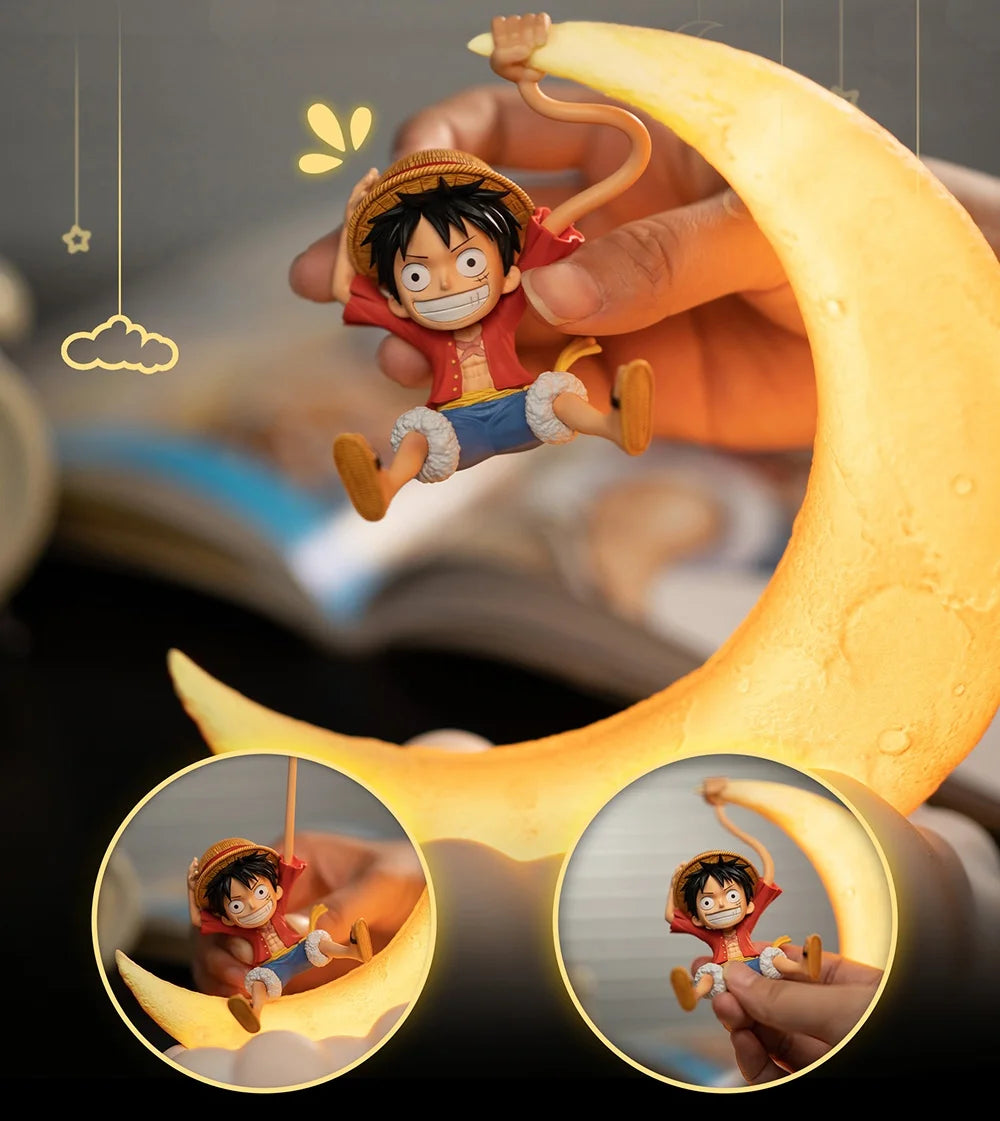 One Piece Luffy Night Light Anime Peripheral Desktop Decoration Magnetic Control Moon Lamp Children Funny Holiday Gifts